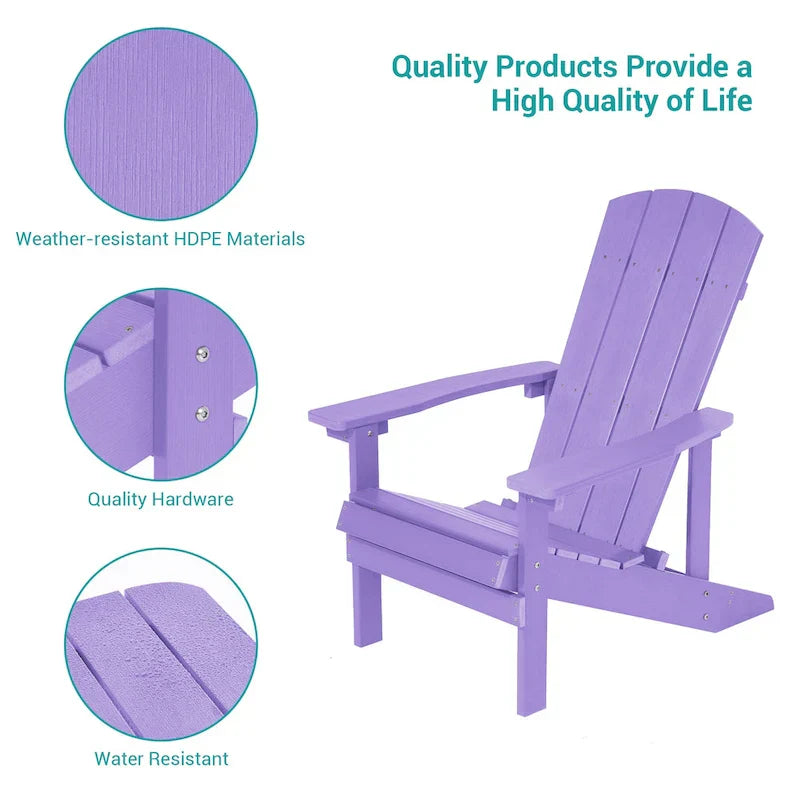 Conjunto de 4 cadeiras Adirondack de exterior em madeira resistente às intempéries Bonosuki