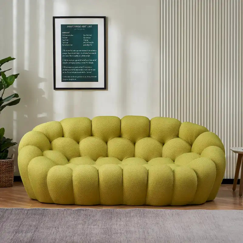 Sofá relax curvo Bubble de 2 lugares, em forma de favo de mel, com tecido têxtil 3D, para sala de estar, salão ou apartamento