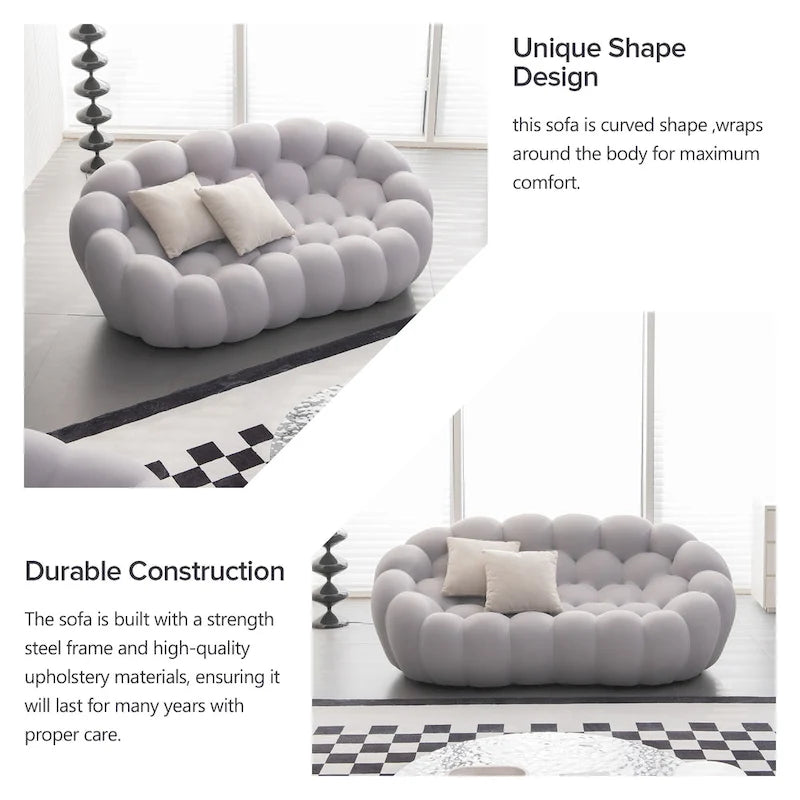 Sofá relax curvo Bubble de 2 lugares, em forma de favo de mel, com tecido têxtil 3D, para sala de estar, salão ou apartamento
