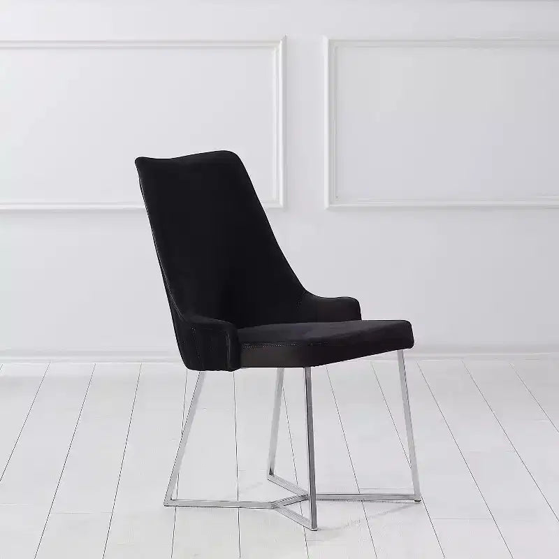 HOMES: Inside + Out Set of 2 Chander Glam Microfiber Upholstered Dining Chairs Black