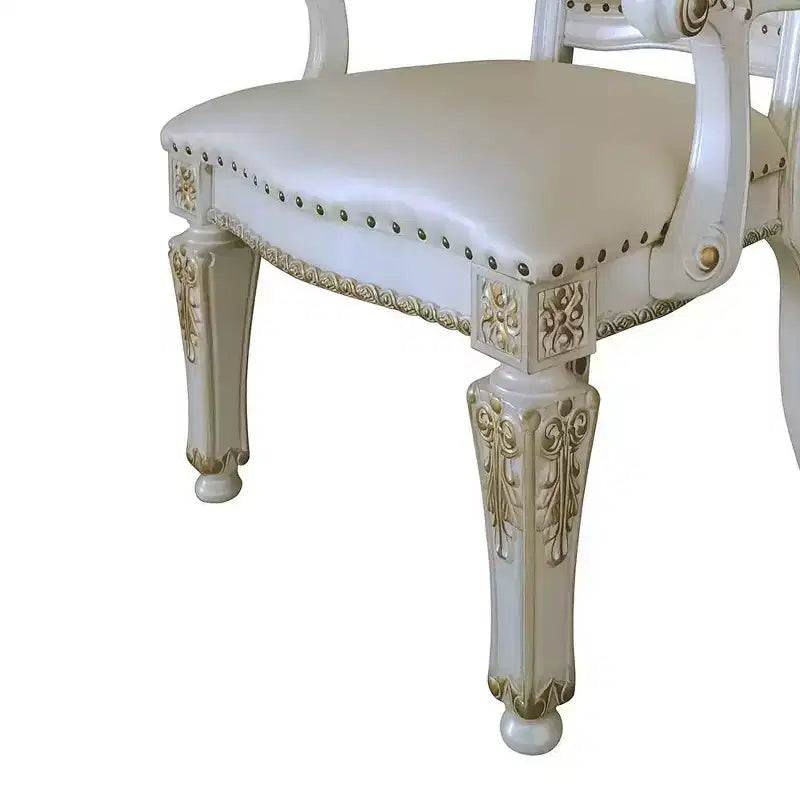 Poltrona accent Vendome 24" in pelle sintetica/finitura bianco antico