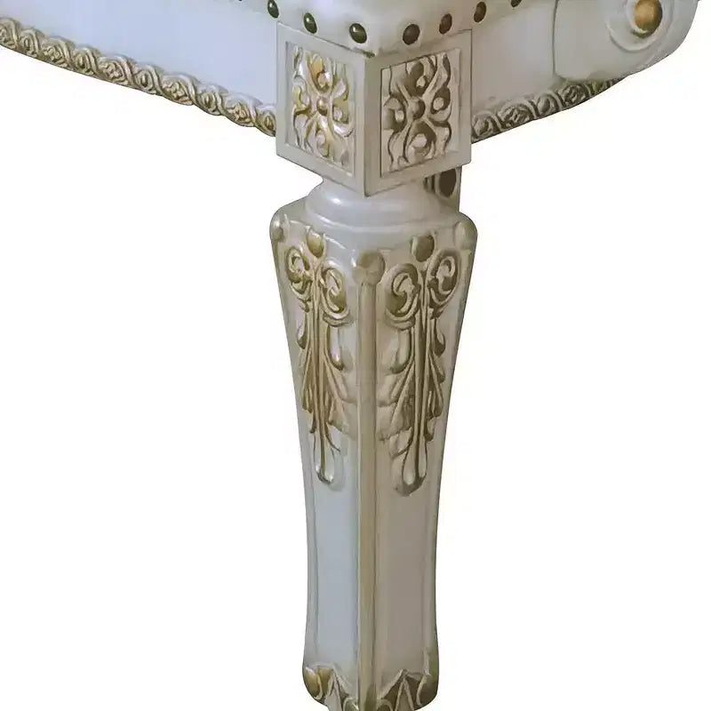 Poltrona accent Vendome 24" in pelle sintetica/finitura bianco antico
