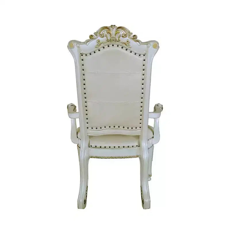 Poltrona accent Vendome 24" in pelle sintetica/finitura bianco antico