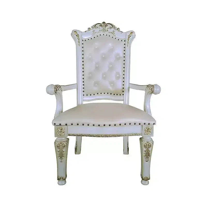 Poltrona accent Vendome 24" in pelle sintetica/finitura bianco antico