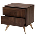 Comodino a 2 cassetti in legno Graceland marrone noce/oro