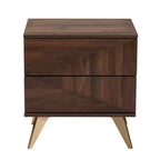 Comodino a 2 cassetti in legno Graceland marrone noce/oro