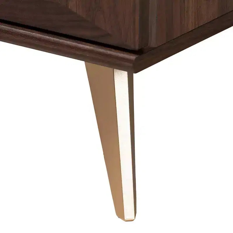 Comodino a 2 cassetti in legno Graceland marrone noce/oro
