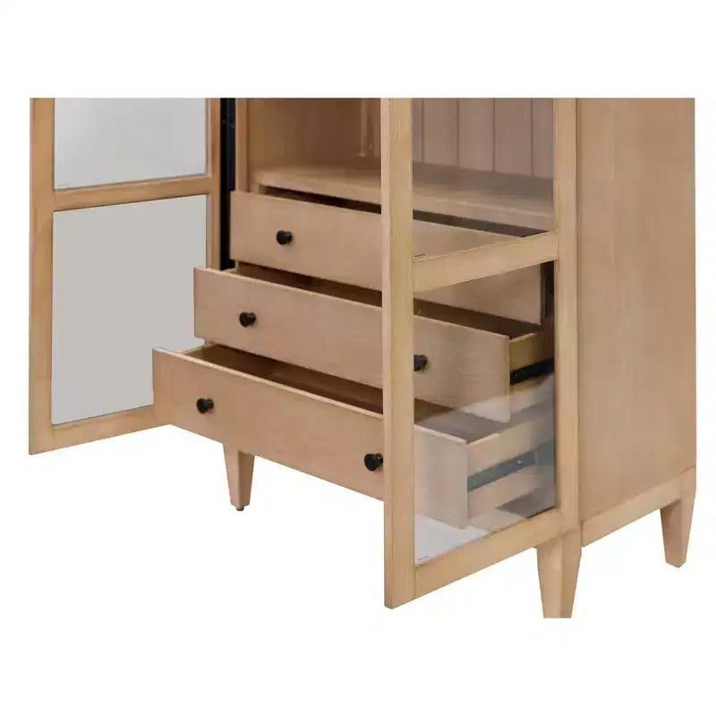 Libreria moderna ad arco in legno da 78" Collezione Laurel Marrone chiaro: Contenitore verticale, 3 cassetti