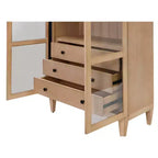 Libreria moderna ad arco in legno da 78" Collezione Laurel Marrone chiaro: Contenitore verticale, 3 cassetti