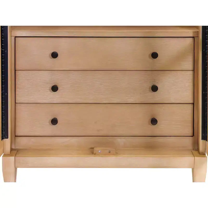 Libreria moderna ad arco in legno da 78" Collezione Laurel Marrone chiaro: Contenitore verticale, 3 cassetti