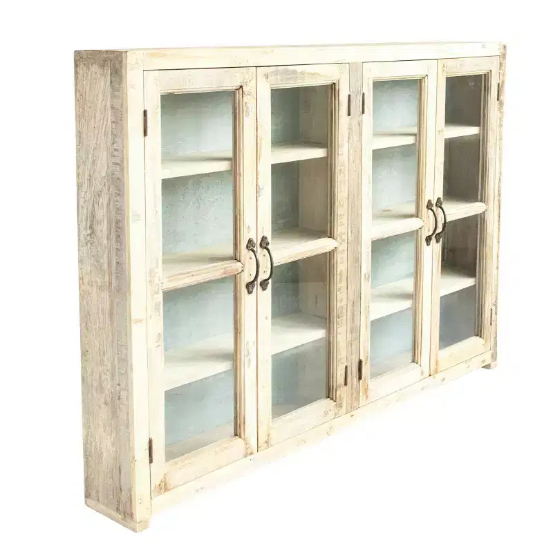 Mobile Contenitore Decorativo in Legno Marrone a 4 Ante, Alto 101,6 cm