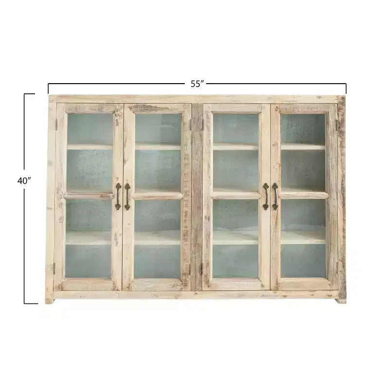 Mobile Contenitore Decorativo in Legno Marrone a 4 Ante, Alto 101,6 cm