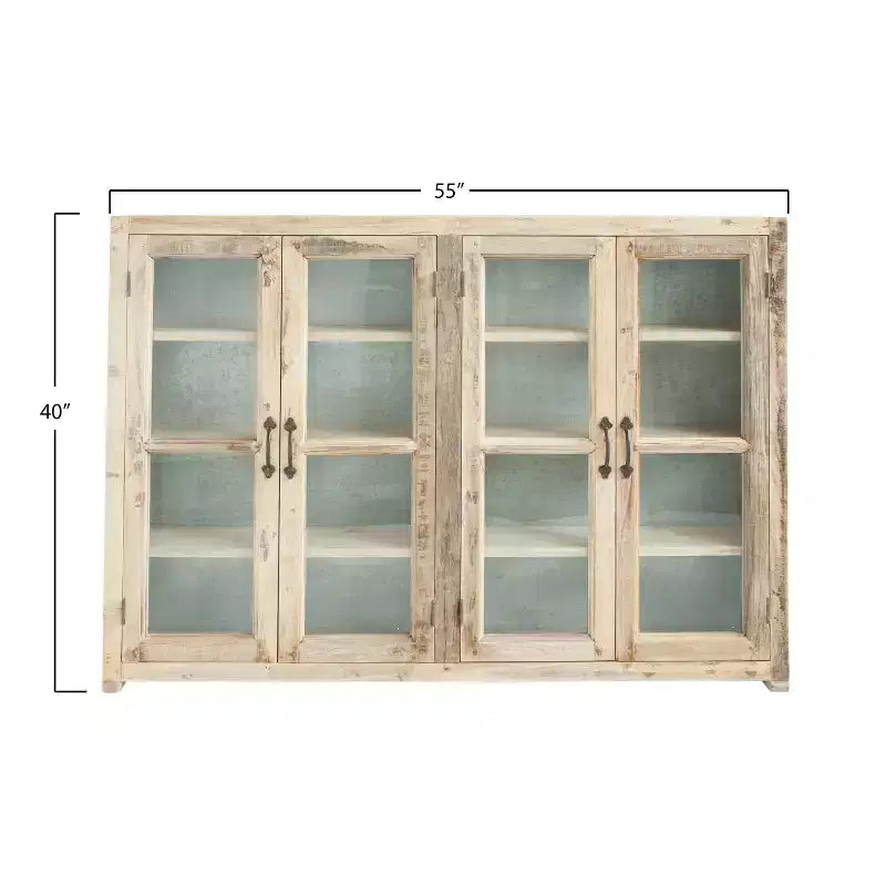Mobile Contenitore Decorativo in Legno Marrone a 4 Ante, Alto 101,6 cm