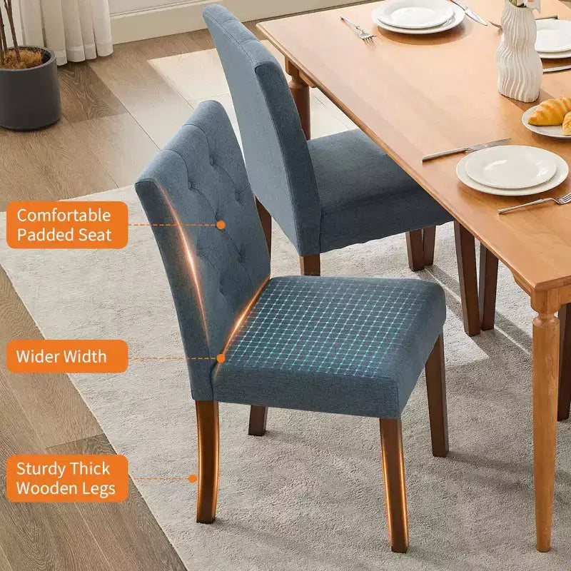 Parsons-Esszimmerstühle mit Knopfheftung, Set aus 6/4 Stück – gepolsterte Küchenstühle aus Stoff mit Holzbeinen und gepolsterten Sitzen – moderner Stil