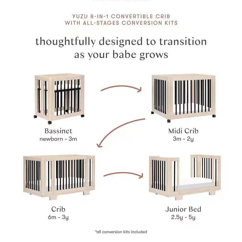 Berço convertível Babyletto Yuzu 8 em 1 com kits de conversão para todas as fases