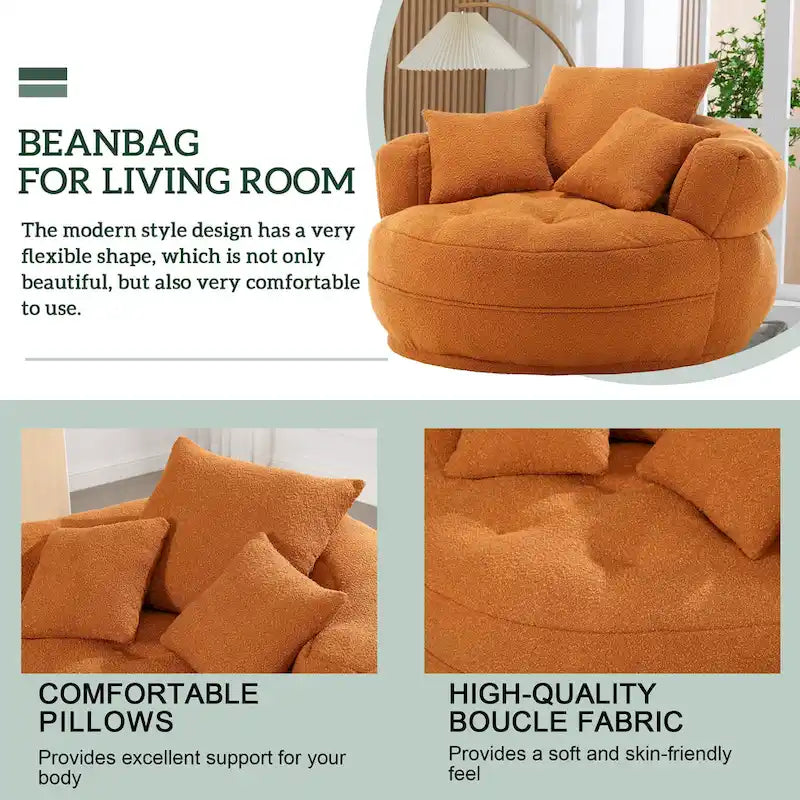 Runder Lazy-Sofa-Sessel -C Weiß/Blau/Grau/Gelb/Orange/Rosarot/Marineblau/Grün, Einzel- und Zweisitzer