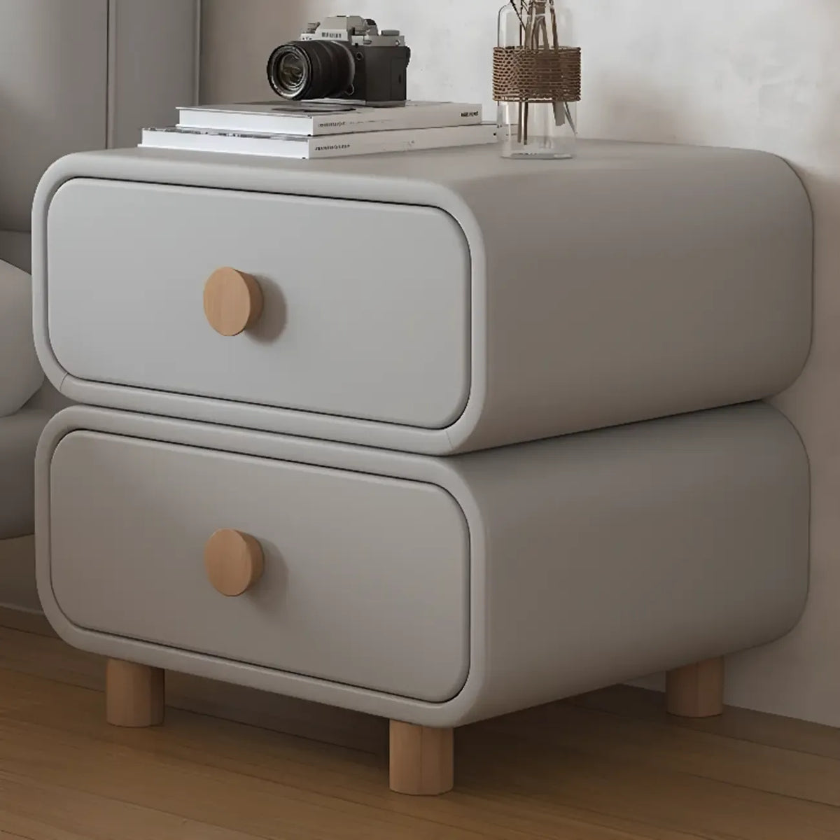 Mesa de cabeceira escandinava Pleather com acabamento em pele sintética