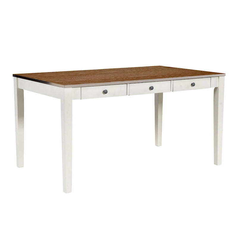 6-teiliges Esszimmer-Set aus Holz mit 4 Stühlen und Bank, Tisch mit Schublade