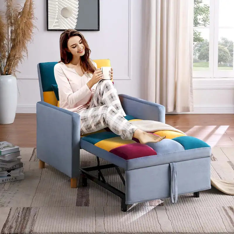 Poltrona letto trasformabile Aukfa, poltrona singola con cuscino
