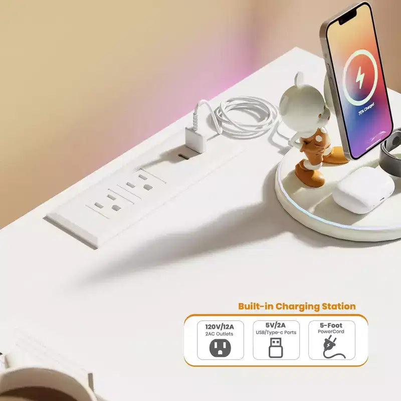 Cassettiera a 9 cassetti per camera da letto, cassettiera con stazione di ricarica e luci LED, armadio contenitore doppio in legno, cassettiera moderna e mobile TV