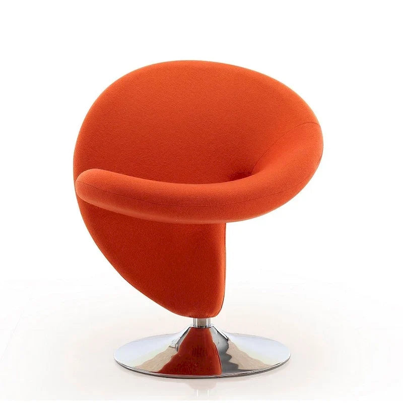 Manhattan Comfort Curl drehbarer Akzentstuhl aus Wollmischgewebe mit Chromgestell (2er-Set)