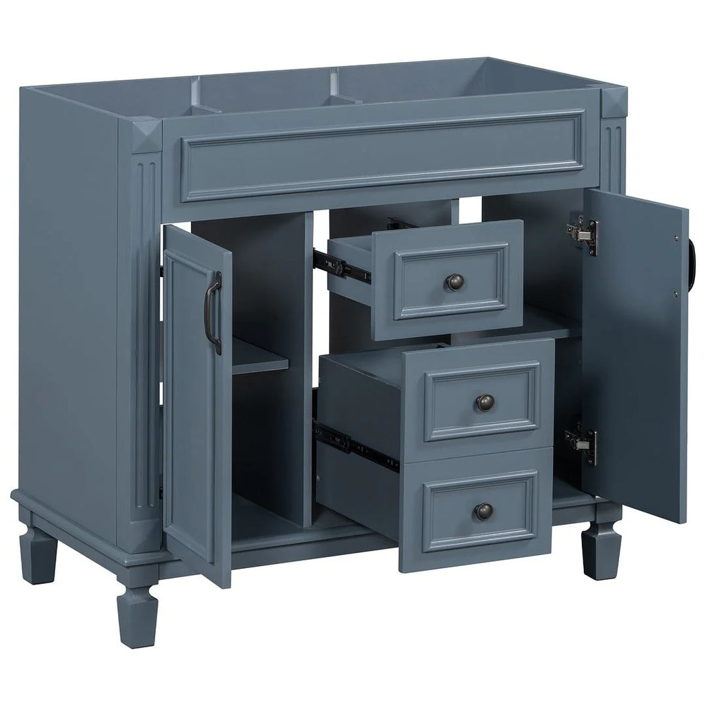 Moderne badkamermeubelset van 36 inch met wastafelblad, spiegelkast, 2 deuren en 2 laden