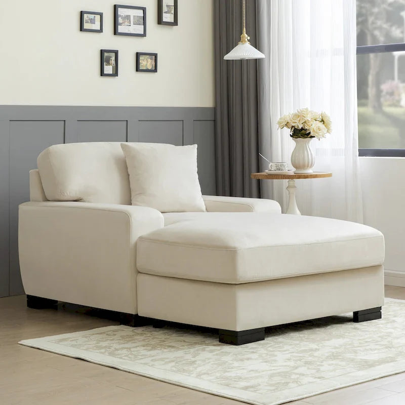 Sofá-cama moderno de meados do século, extragrande, com chaise longue e almofada