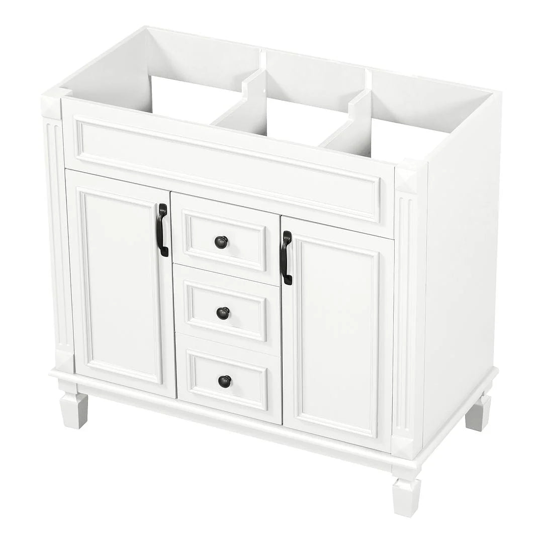 Moderne badkamermeubelset van 36 inch met wastafelblad, spiegelkast, 2 deuren en 2 laden