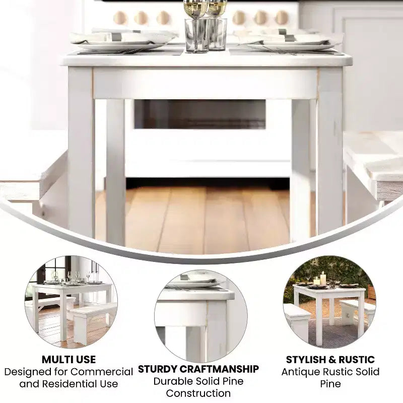 Tavolo da pranzo rettangolare in pino massello Flash Furniture, 46 x 30