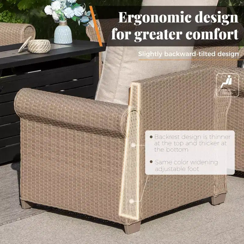 Conjunto de 6 peças de sofá de exterior de luxo em vime Captiva Designs para convívio, com apoios de braços curvos e almofadas