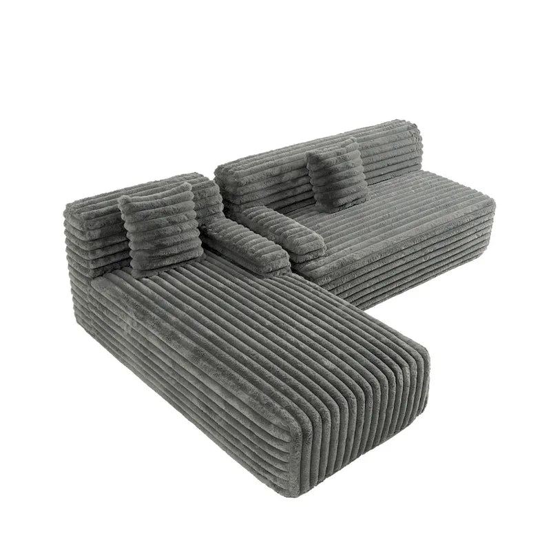 Sofá seccional Cloud, sofá moderno estofado com 2 almofadas decorativas, sofá de combinação livre, sofá seccional modular em forma de L