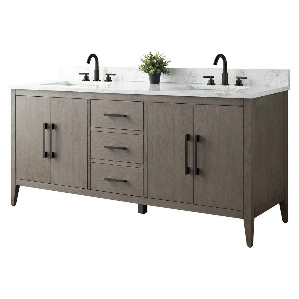 Mobile bagno Vanity Art 72 con doppio lavabo e piano in marmo composito