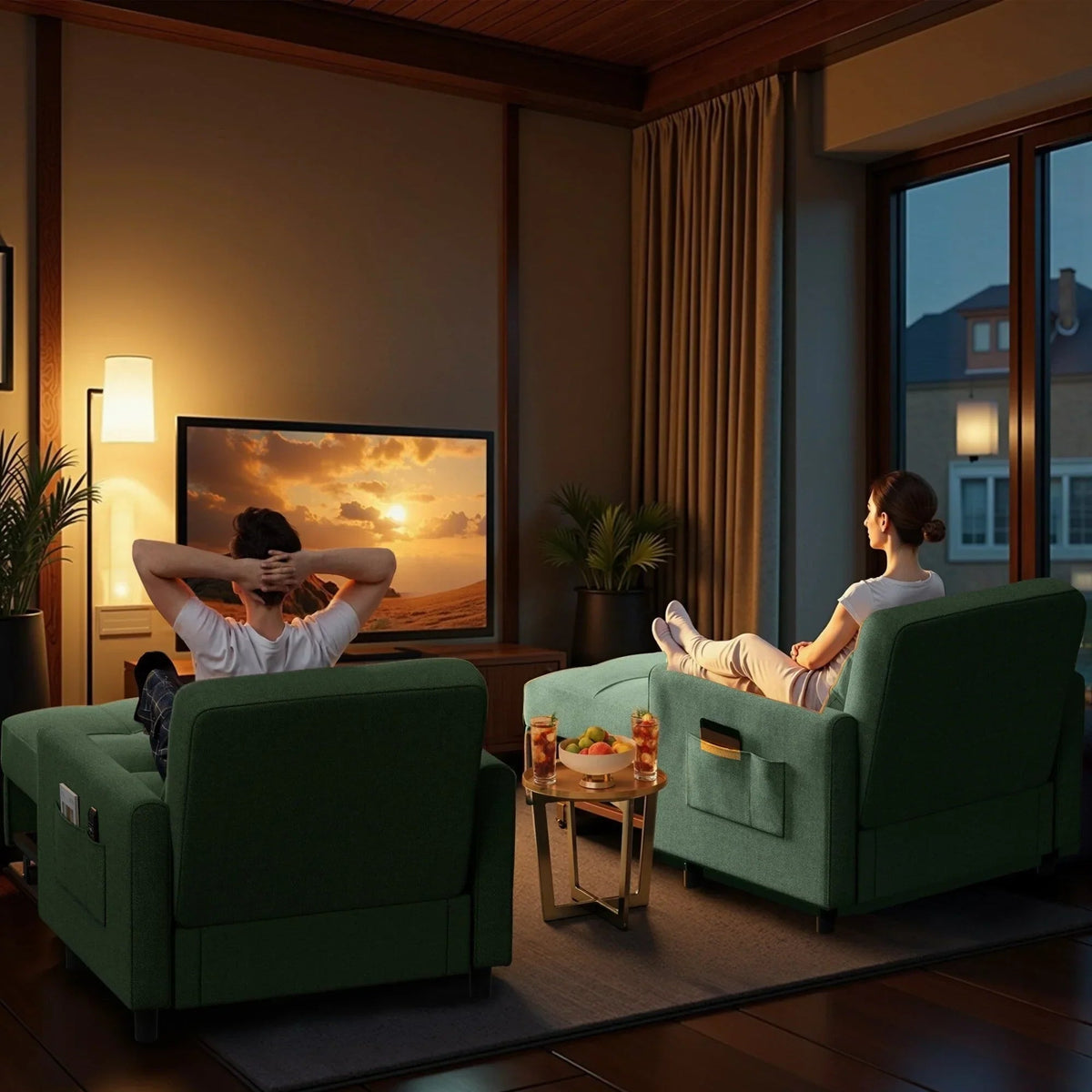 Sofá-cama ajustável 3 em 1, sofá-cadeira extraível, cama dobrável convertível para a sala de estar