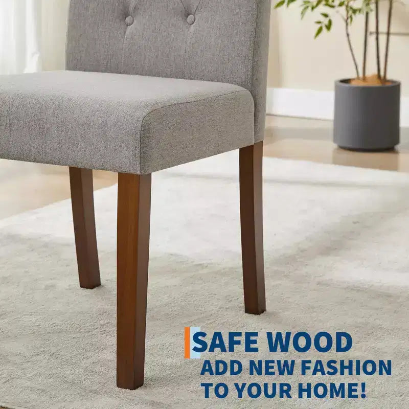 Parsons-Esszimmerstühle mit Knopfheftung, Set aus 6/4 Stück – gepolsterte Küchenstühle aus Stoff mit Holzbeinen und gepolsterten Sitzen – moderner Stil