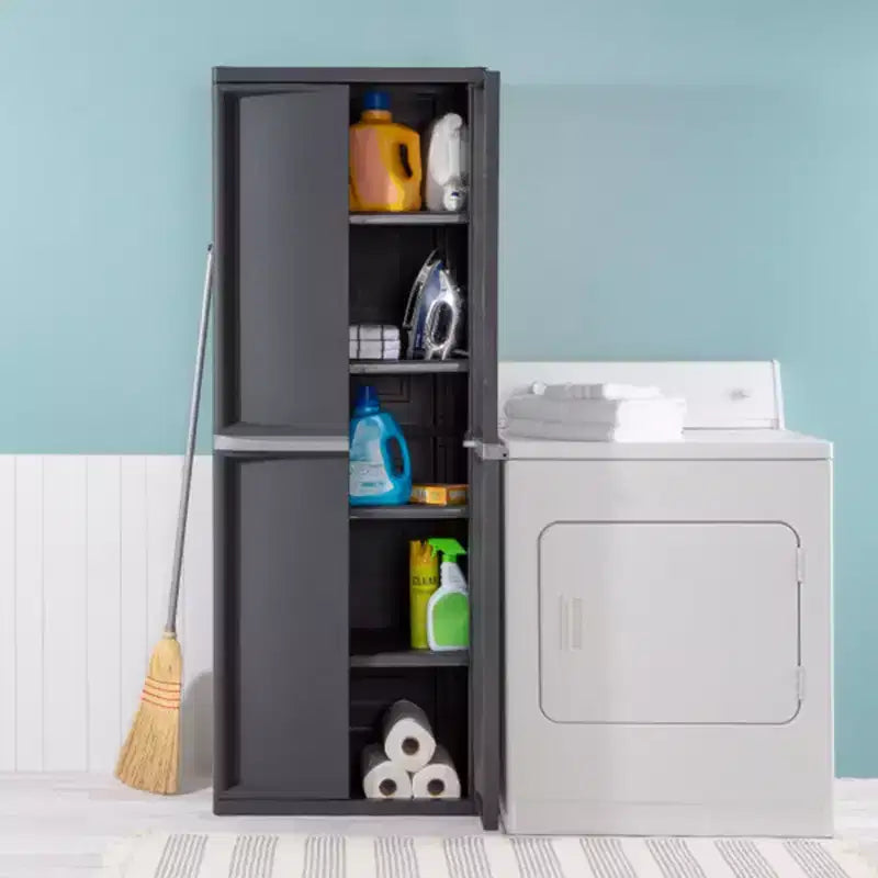 Set da 2 contenitori organizzatori Sterilite regolabili per garage, con 4 ripiani, grigio