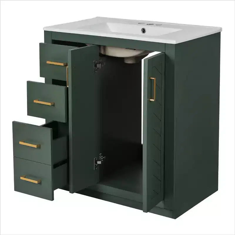 30 Single Sink Bathroom Vanity with Cabinet & 3 Drawers ??Black / Blue / Green / Indigo / White