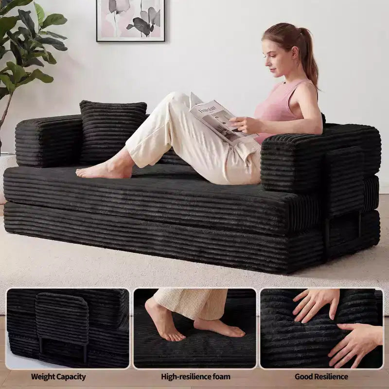 80.7 5-in-1 Divano letto trasformabile ??a coste, 1200 lbs, senza montaggio