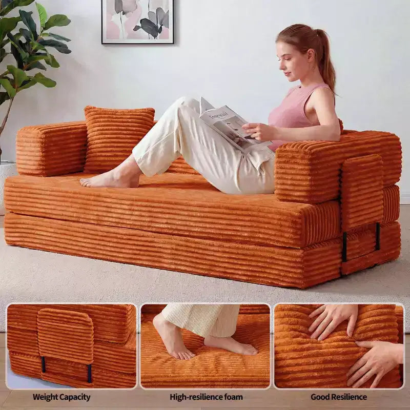 80.7 5-in-1 Divano letto trasformabile ??a coste, 1200 lbs, senza montaggio