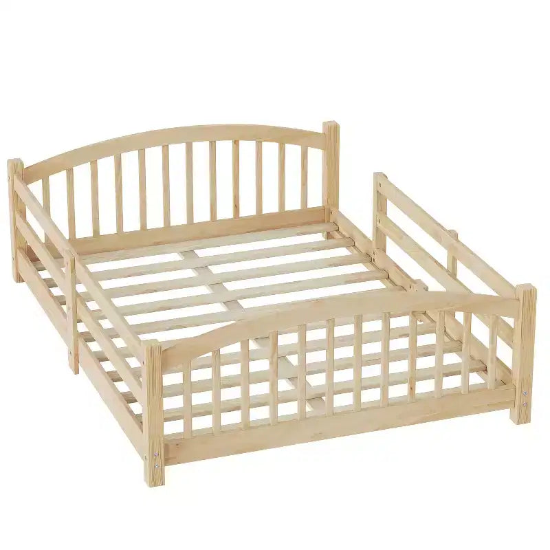 Lit Montessori bas Luxystar, taille double, avec barrières de sécurité et tête de lit