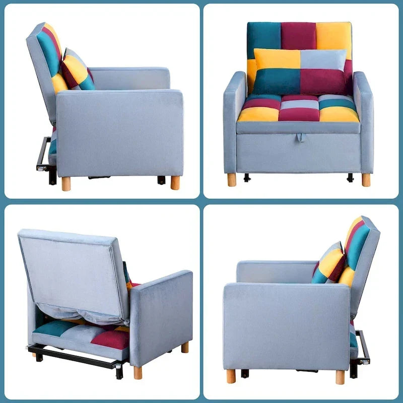 Poltrona letto trasformabile Aukfa, poltrona singola con cuscino