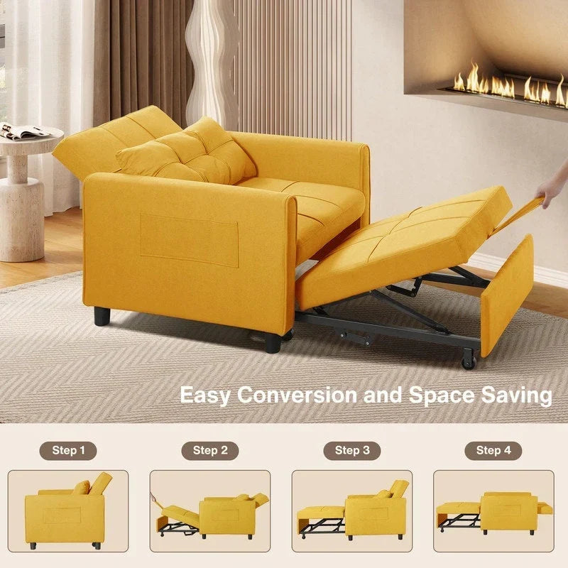 Sofá-cama ajustável 3 em 1, sofá-cadeira extraível, cama dobrável convertível para a sala de estar