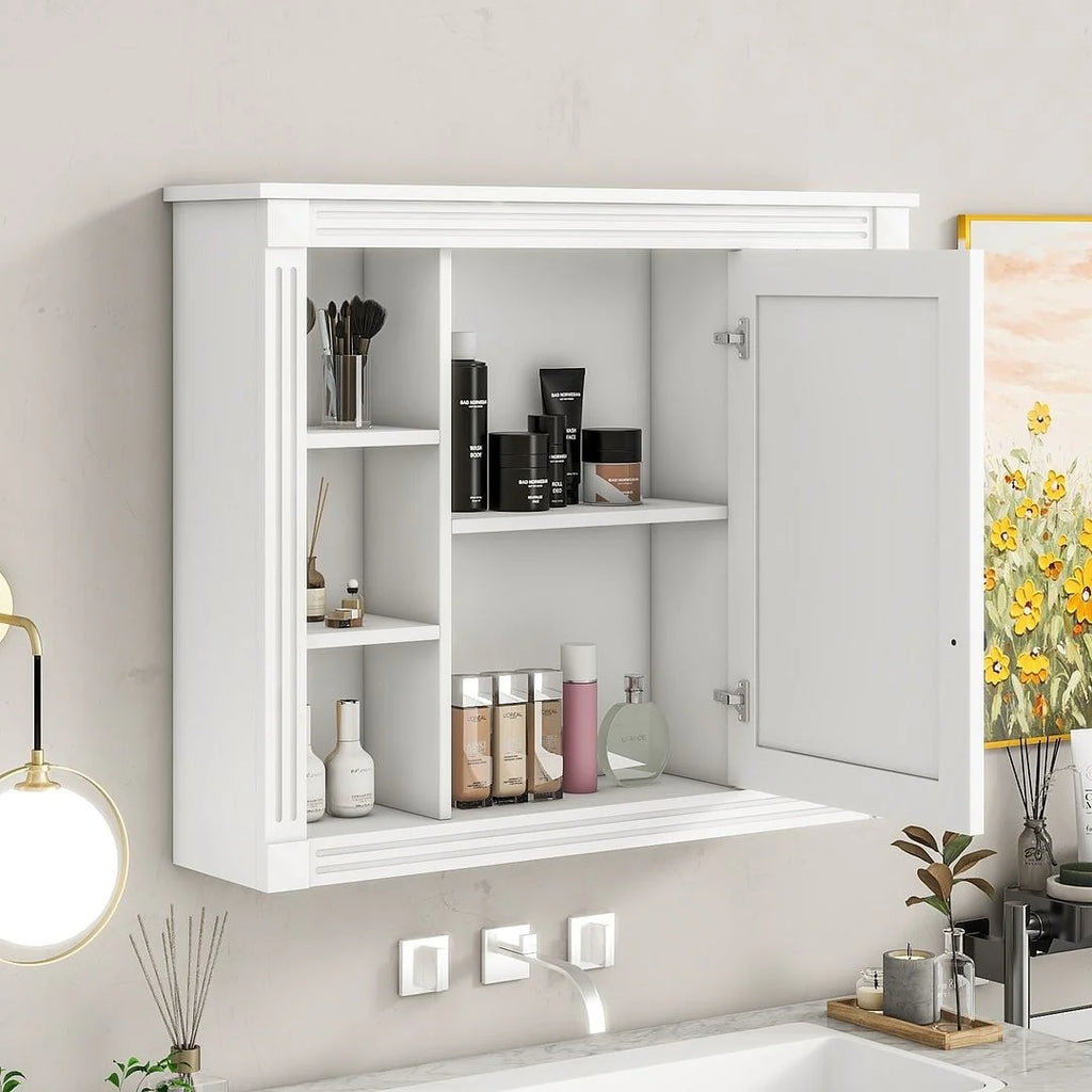 Moderne badkamermeubelset van 36 inch met wastafelblad, spiegelkast, 2 deuren en 2 laden