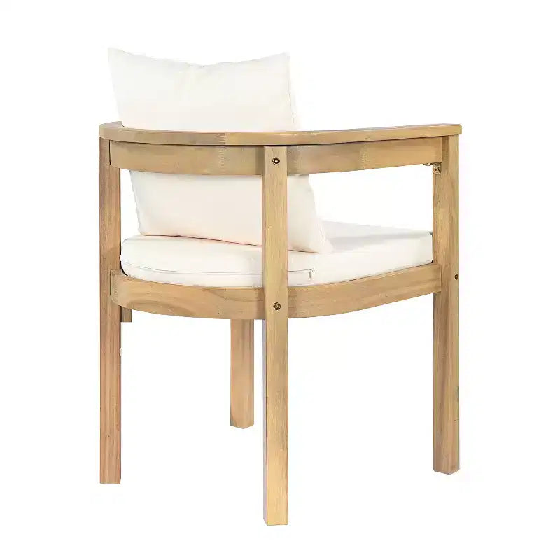 Conjunto de jantar rústico Irene da Christopher Knight Home com 9 peças, em madeira de acácia para exterior, cadeiras com encosto curvo e almofadas