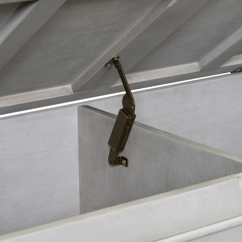 Panca contenitore rustica per ingresso in legno massello con cerniera di sicurezza