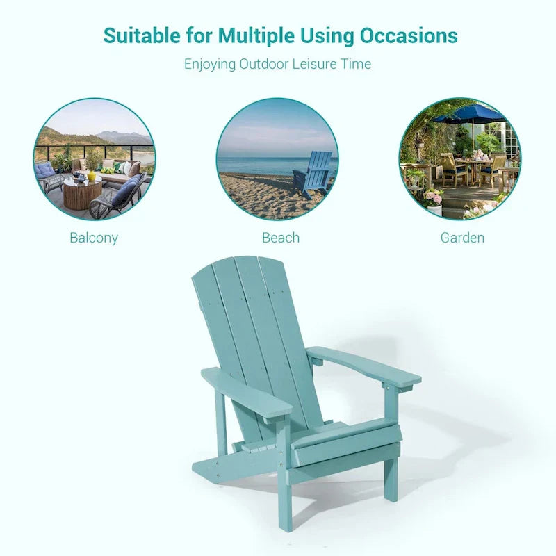 Conjunto de 4 cadeiras Adirondack de exterior em madeira resistente às intempéries Bonosuki