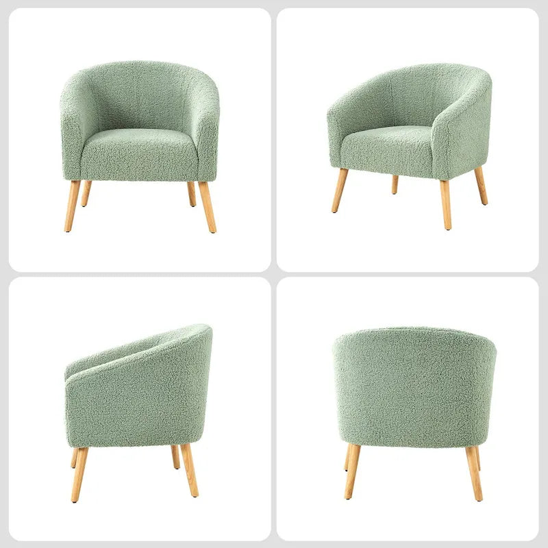 Sheila Modern 30 W Boucle Armchair with Solid Wood Legs Set of 2 by HULALA HOME