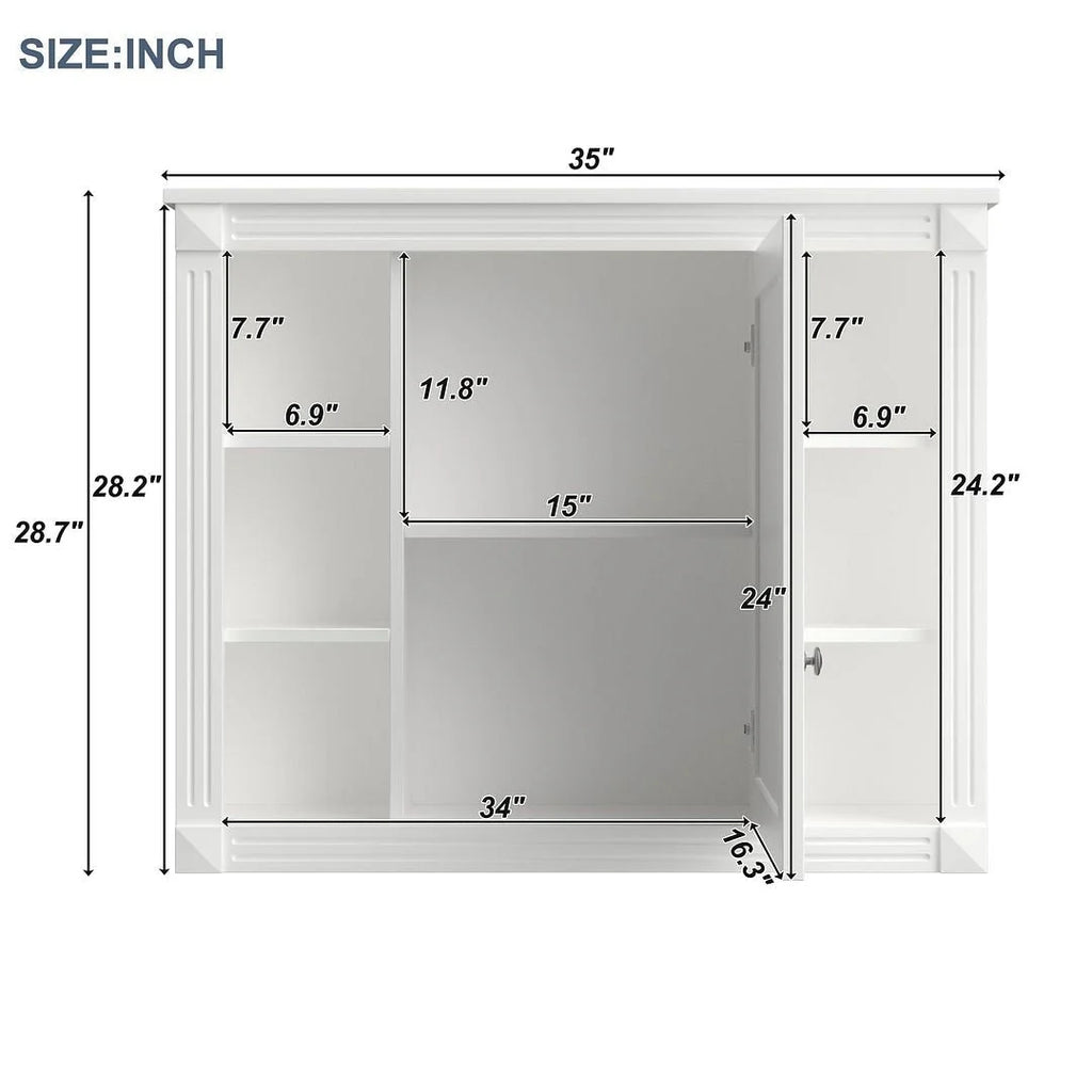 Moderne badkamermeubelset van 36 inch met wastafelblad, spiegelkast, 2 deuren en 2 laden