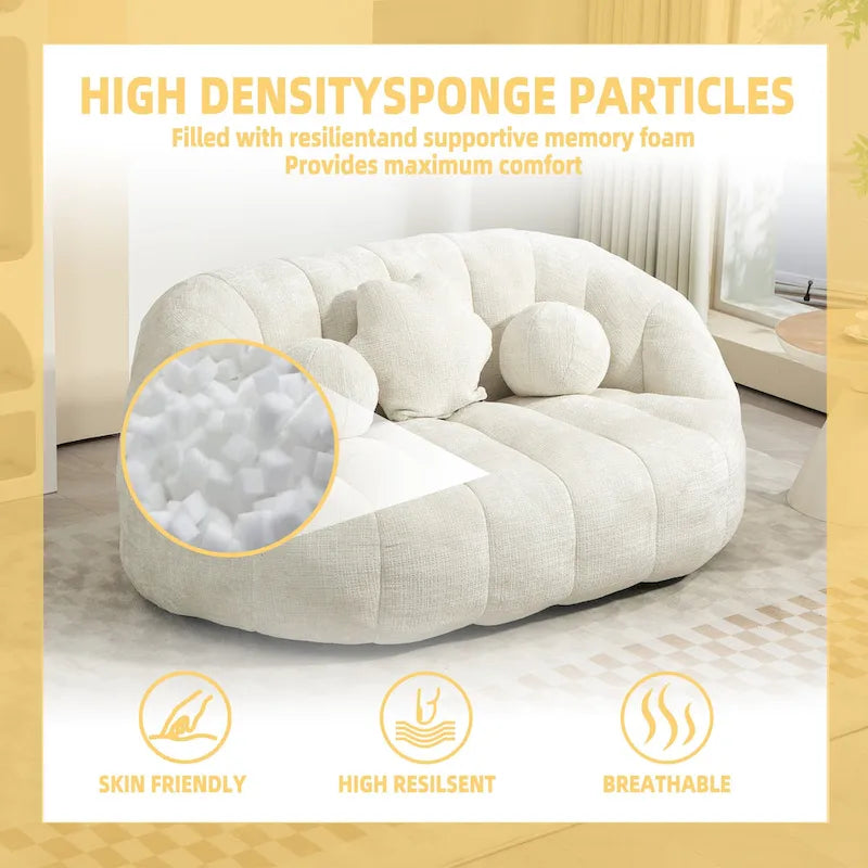 Witte chenille loungefauteuil van 63,78 met schuim met hoge dichtheid