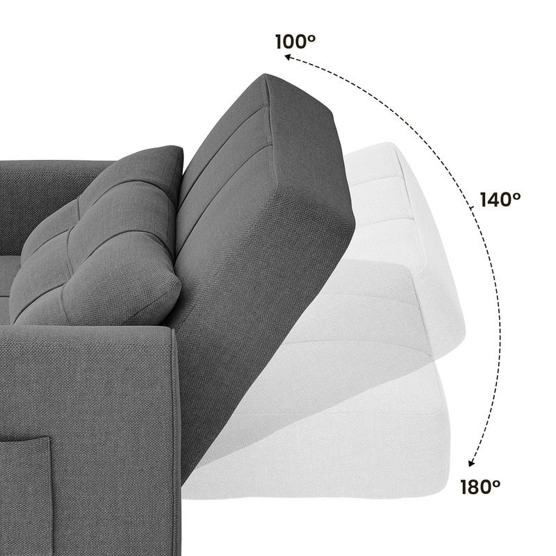 Sofá-cama ajustável 3 em 1, sofá-cadeira extraível, cama dobrável convertível para a sala de estar
