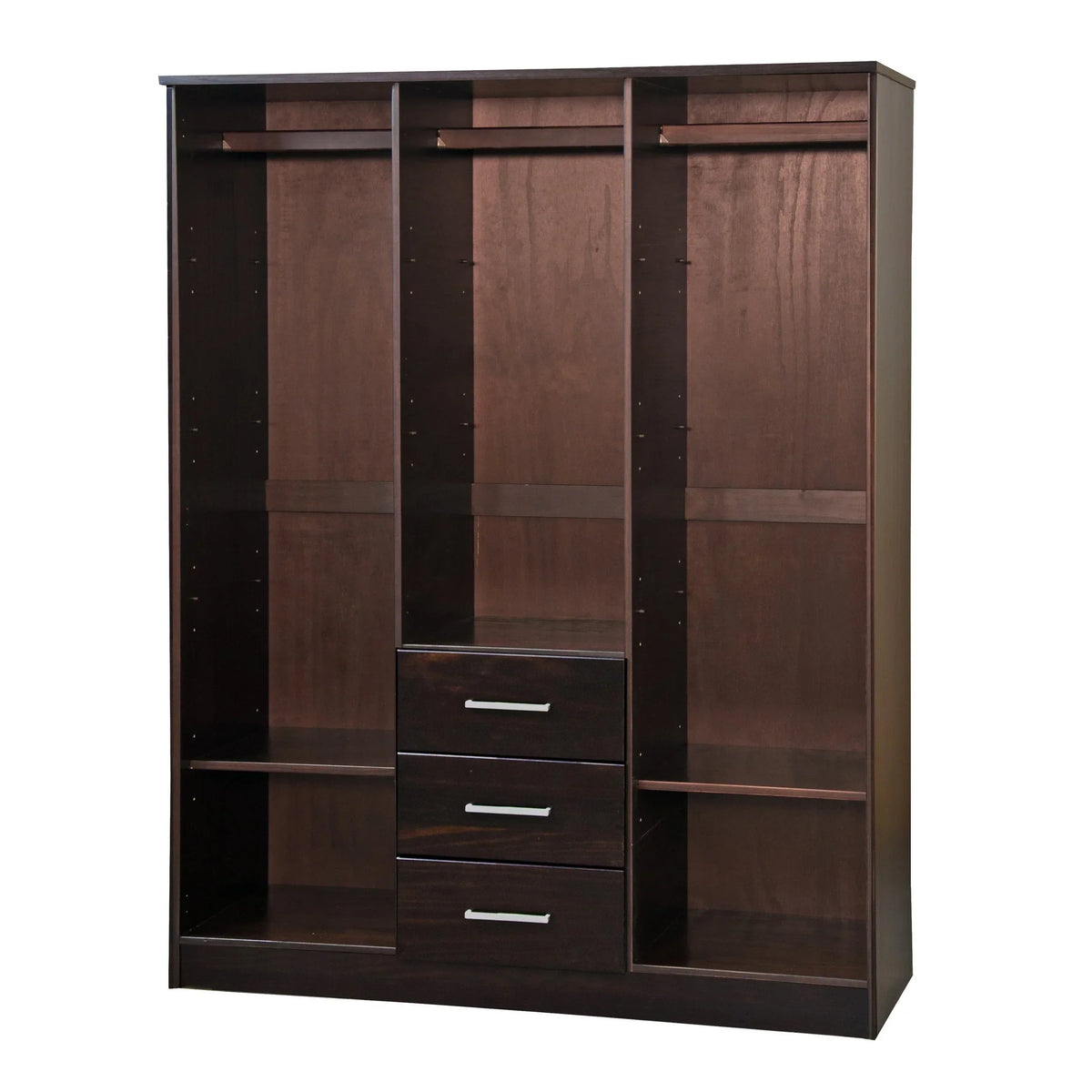 Palace Imports 100% Solid Wood Cosmo 3-Door Wardrobe Armoire with Solid Wood or Mirrored Doors